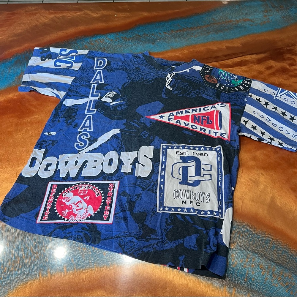 Vintage Dallas Cowboys Shirt Men's XL All Over Print AOP Magic Johnson tee
